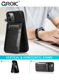 GROIC Compatible with iPhone 15 Pro Case Wallet with Credit Card Holder, Flip Leather Magnetic Clasp Kickstand Heavy Duty Protective Cover for iPhone 15 Pro  - Image 2