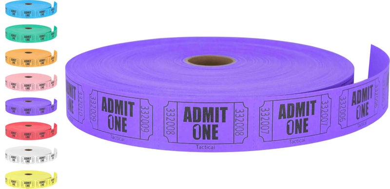 Tacticai 2000 Raffle Tickets, Admit One, Single Roll, Ticket for Events, Entry, Class Reward, Fundraiser & Prizes - Purple (1 of 8 Colors) - Image 4