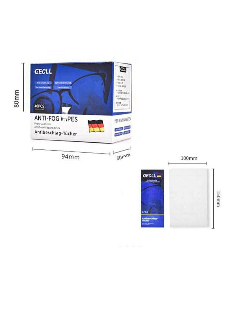 Glasses cleaning and anti-fog wipes, individually packaged, suitable for glasses, mobile phones, camera lenses, screens and other surfaces (40 pieces) - Image 2