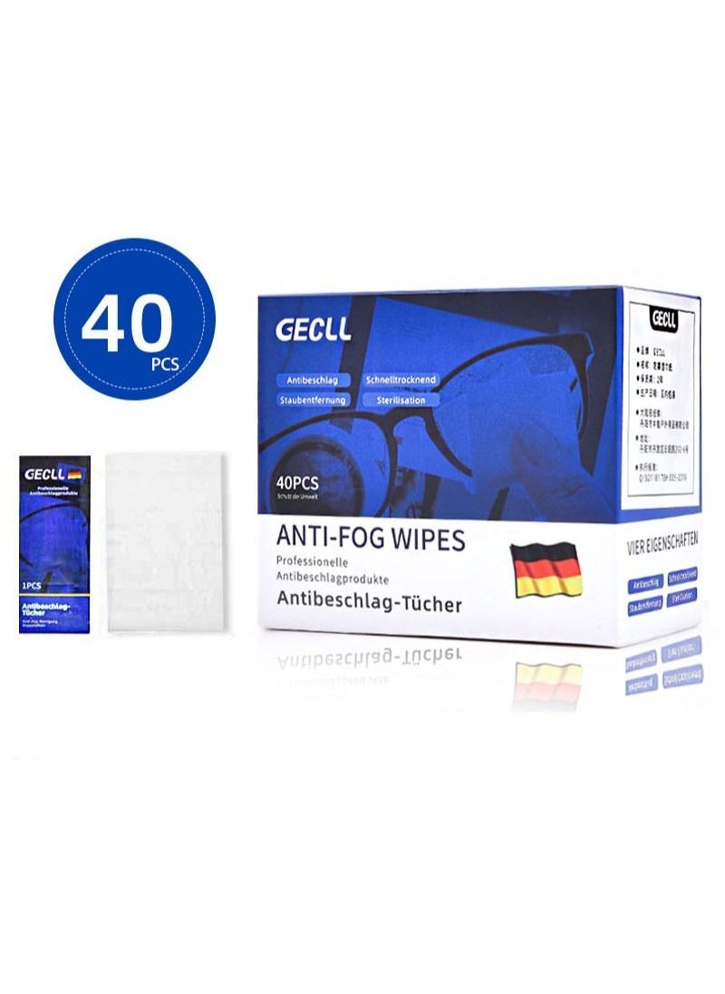 Glasses cleaning and anti-fog wipes, individually packaged, suitable for glasses, mobile phones, camera lenses, screens and other surfaces (40 pieces) - Image 1