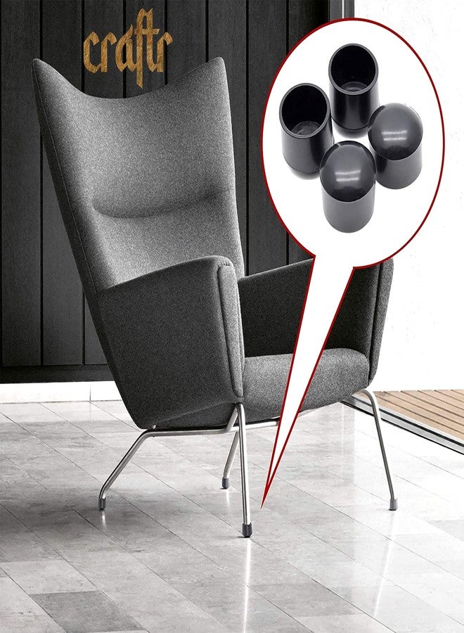 Craftr غطاء أرجل الكراسي/الطاولات من كرافتر - مربع | 25 مم × 25 مم - 1 بوصة × 1 بوصة | مطاط PVC | أسود | واقي للأرضيات وغطاء للأثاث | عبوة من 30 قطعة - Image 4