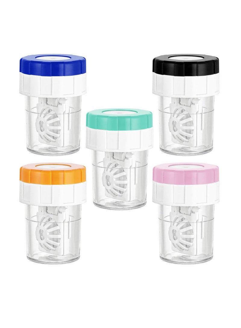 SYOSI 5 Pcs Manually Contact Lens Washer Cleaner Contact Lens Case Portable Rotation Contact Lens Cleaning Container for Everyday Use - Image 1