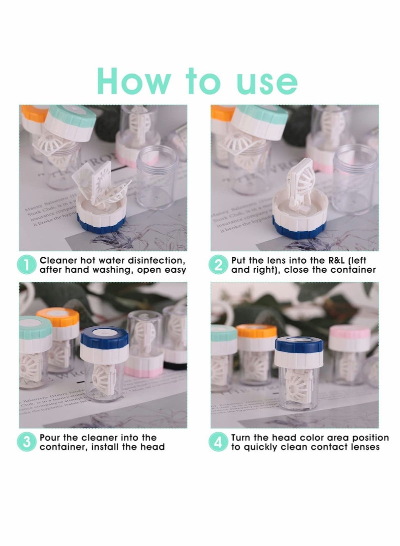 SYOSI 5 Pcs Manually Contact Lens Washer Cleaner Contact Lens Case Portable Rotation Contact Lens Cleaning Container for Everyday Use - Image 5