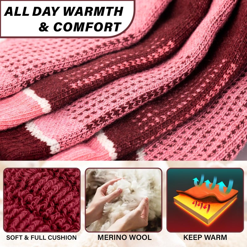 unenow Merino Wool Ski Socks 2 Pairs, Thermal Knee High Warm Socks for Snowboarding, Hiking, Cold Weather, Snow, Hunting - Image 4