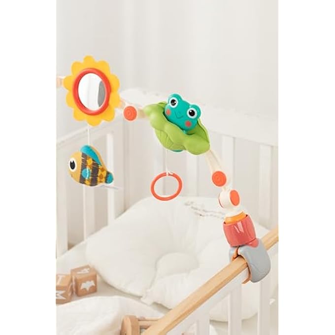 PORTABLE ACTIVITY ARCH FOR BABIES – ADJUSTABLE STROLLER, CAR SEAT, OR CRIB TOY WITH INTERACTIVE RATTLES, TEETHERS, MIRROR, AND SENSORY TOYS FOR FINE MOTOR SKILLS AND COGNITIVE DEVELOPMENT 0M+ - Image 2