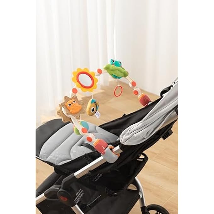 PORTABLE ACTIVITY ARCH FOR BABIES – ADJUSTABLE STROLLER, CAR SEAT, OR CRIB TOY WITH INTERACTIVE RATTLES, TEETHERS, MIRROR, AND SENSORY TOYS FOR FINE MOTOR SKILLS AND COGNITIVE DEVELOPMENT 0M+ - Image 3