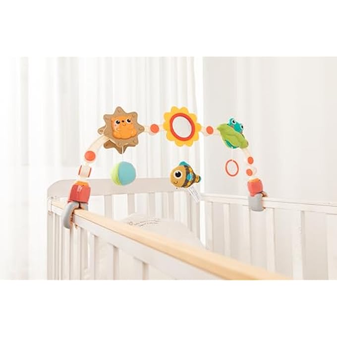 PORTABLE ACTIVITY ARCH FOR BABIES – ADJUSTABLE STROLLER, CAR SEAT, OR CRIB TOY WITH INTERACTIVE RATTLES, TEETHERS, MIRROR, AND SENSORY TOYS FOR FINE MOTOR SKILLS AND COGNITIVE DEVELOPMENT 0M+ - Image 4