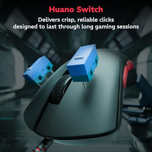 daWg Slay 25, 12400 DPI Wired Gaming Mouse, PixArt 3327 Sensor, 20M Huano Switches, 6 Buttons, 1000Hz Polling Rate, 85gm Lightweight, 220 IPS, 30G Acceleration, 1.5M Braided Cable (Black) - Image 4