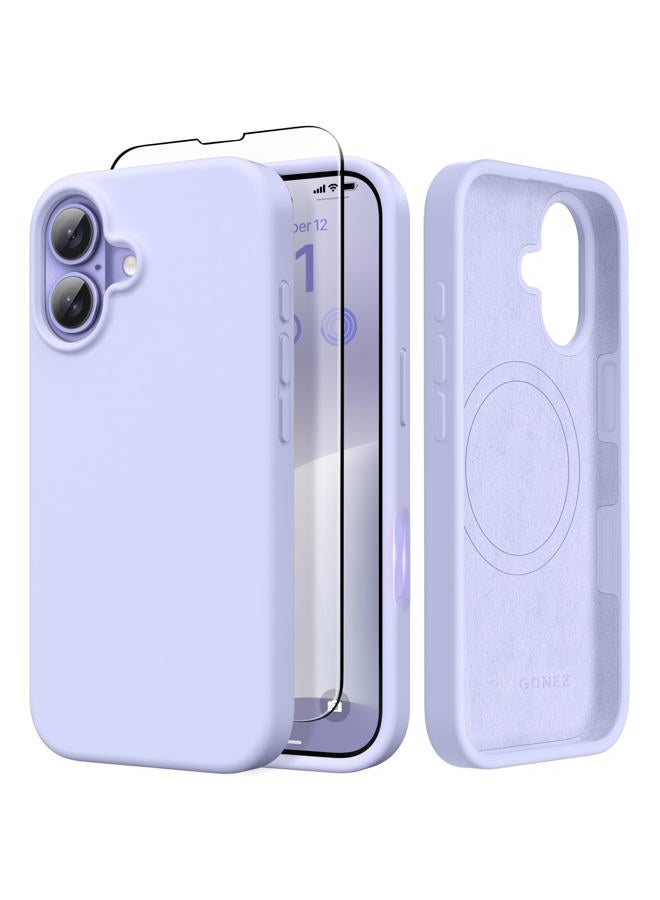 GONEZ Magnetic for iPhone 17 Case, Compatible with MagSafe, [Screen Protector + Camera Lens Protector], Liquid Silicone Anti-Scratch Shockproof Protective Phone Case, Lilac - Image 1