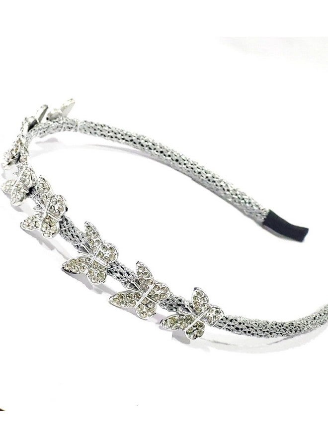 SIMAR ART BUY 1 GET 1, COMBO OF 2 PCS Crystal Butterfly Rhinestone Headband, Silver Wedding Hair Accessory, Bridal Tiara,FAISHONABLE HAIR ACCESSORIES - Image 4