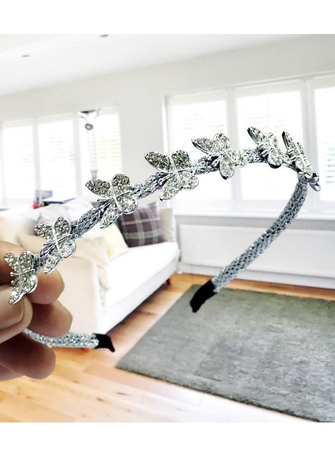 SIMAR ART BUY 1 GET 1, COMBO OF 2 PCS Crystal Butterfly Rhinestone Headband, Silver Wedding Hair Accessory, Bridal Tiara,FAISHONABLE HAIR ACCESSORIES - Image 2