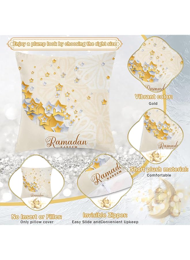 إيروريكس أغطية وسائد رمضانية مكونة من 6 قطع زينة رمضانية أغطية وسائد العيد بنقوش فانوس القمر غطاء وسادة منزلي للأريكة والسرير والأريكة - Image 2