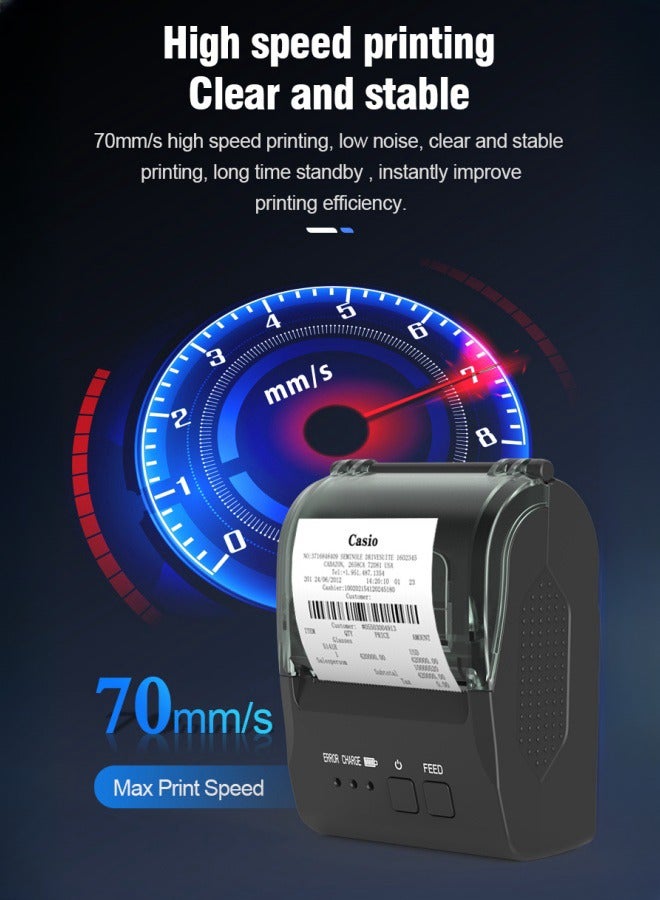 Portable Thermal Printer Handheld 58mm Receipt Printer for Retail Stores Restaurants Factories Logistics,USB Rechargeable,Black - Image 4