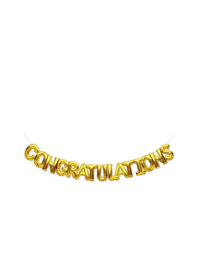 MARKQ Congratulations Balloons Banner | 16 Inch Mylar Foil Letter Balloon Sign for Retirement, New Job, Engagement, Anniversary, Graduation Party Decorations Supplies (Gold) - Image 1