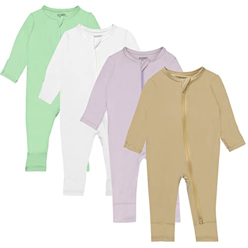 GUISBY Rayon Pajamas for Baby Girl Long Sleeve Footless Rompers Pajama 4pack 36 Months - Image 1