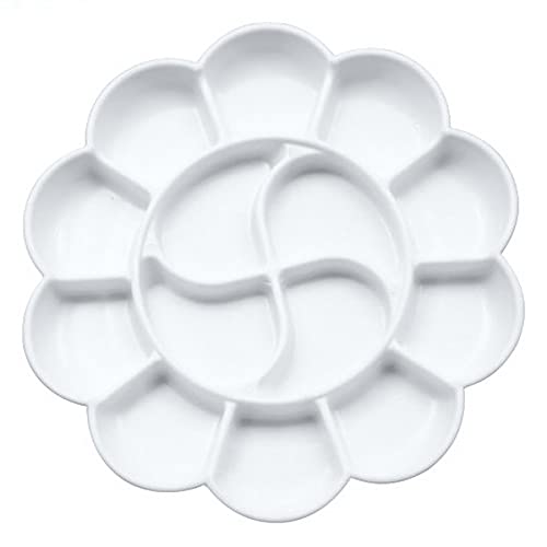 DEZIINE� 2 Pcs Big Flower Shape Color Mixing Palette Paint Plate Draw Palette - White - Image 1