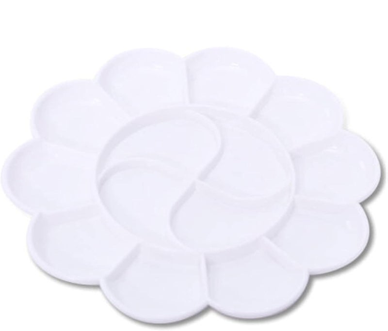 DEZIINE� 2 Pcs Big Flower Shape Color Mixing Palette Paint Plate Draw Palette - White - Image 3