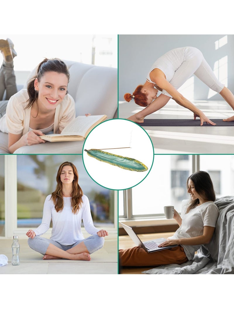 SYOSI Incense Holder Set, Leaf Incense Burner, Incense Ash Catcher, Incense Sticks Holder for Counters, Meditation Room, Yoga, Home, Office - Image 4