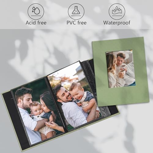 Remowith Small 4x6 Photo Album 100 Pockets Linen Cover with Front Window Portable Mini Picture Book for Family Travel Wedding and Memory Keepsake Organizer Light Green - Image 3