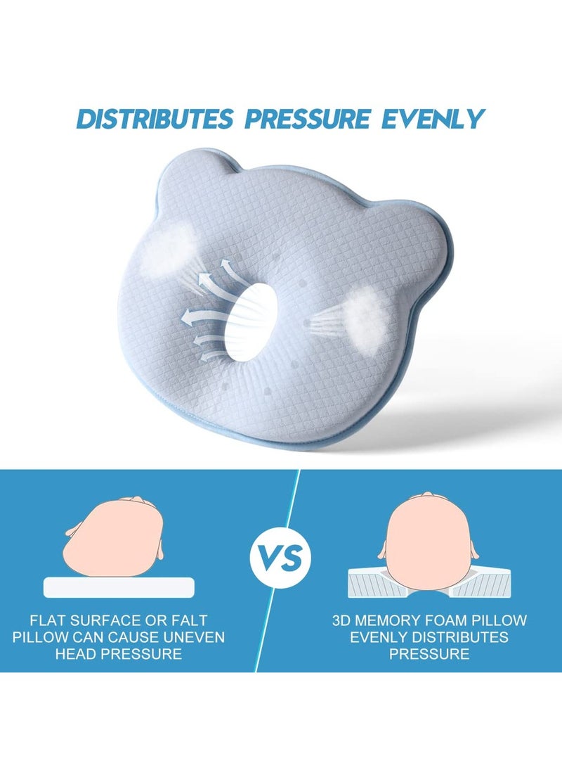 Memory Foam Baby Travel Pillow, Breathable Bear Shaped Soft and Cozy Toddler Pillow (Blue) - Image 3