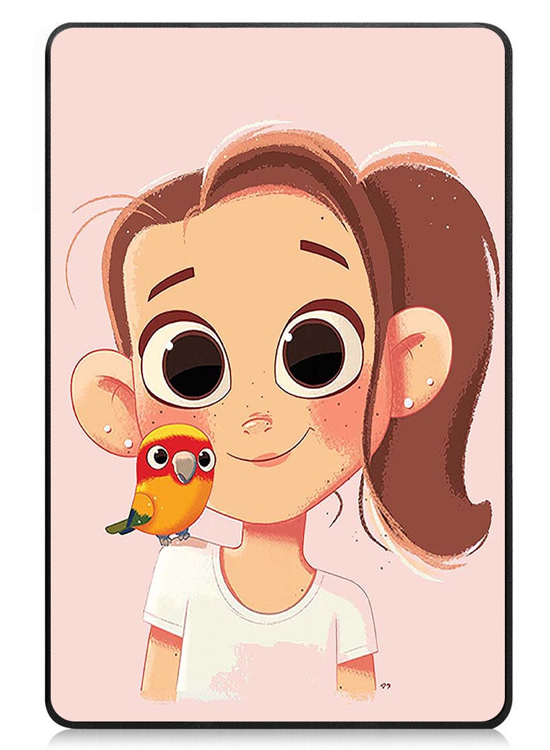 Theodor Protective Flip Case For Huawei MatePad SE 11 (2024) With Trifold Stand Auto Wake Sleep Shockproof Cover Little Girl with Sparrow - Image 1