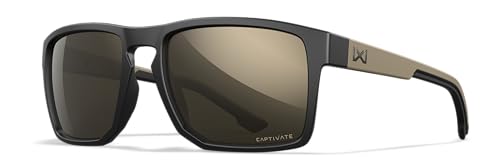 Wiley X WX Founder Sunglasses Safety Glasses for Men Shatterproof UV Eye Protection for Combat, Shooting Captivate Tungsten Mirror Lenses Matte Black & Tan Frames - Image 1