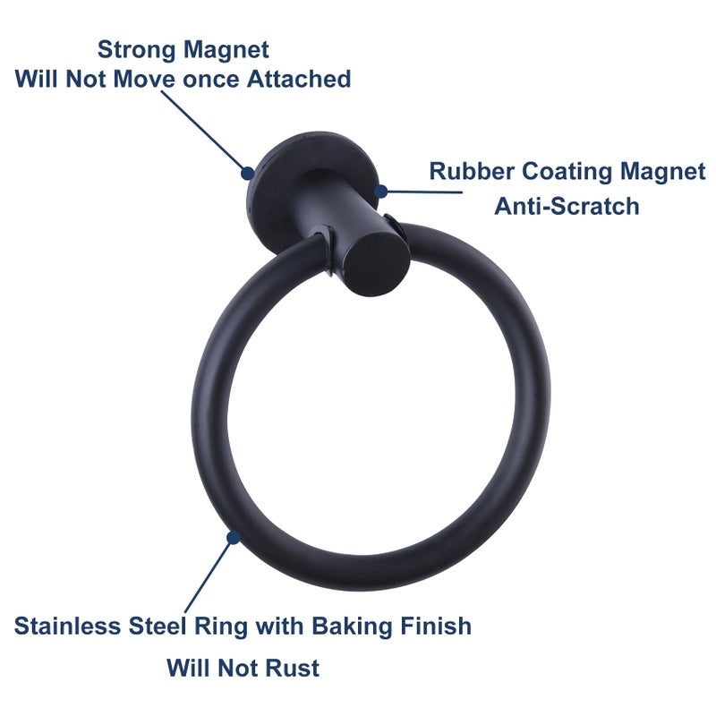 LEVOSHUA Magnetic Towel Holder for Refrigerator, Magnet Towel Ring Hand Towel Bar Hook Hanger for Fridge, Kitchen Dishwasher, Stove, Oven, Sink, Laundry Washer, Dryer, Black - Image 4