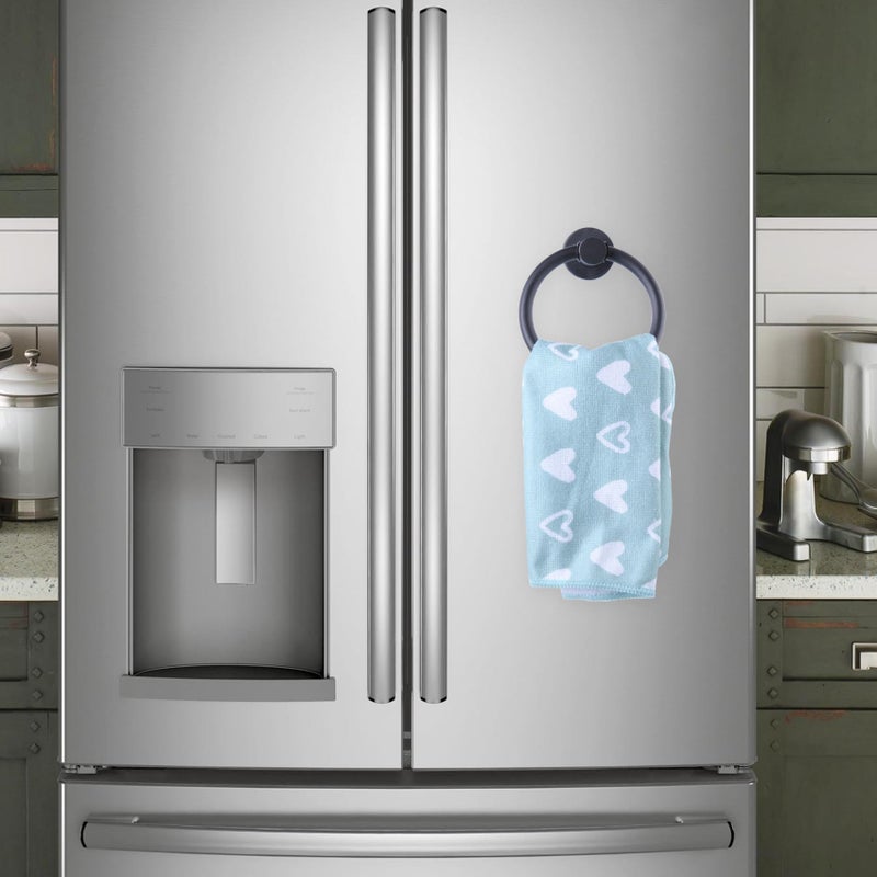 LEVOSHUA Magnetic Towel Holder for Refrigerator, Magnet Towel Ring Hand Towel Bar Hook Hanger for Fridge, Kitchen Dishwasher, Stove, Oven, Sink, Laundry Washer, Dryer, Black - Image 2