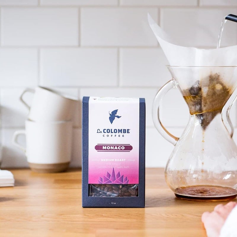 La Colombe قهوة لا كولومب موناكو متوسطة التحميص حبوب كاملة - نكهات الشوكولاتة بالحليب، كعكة غراهام، الكرز الأسود، 12 أونصة (عبوة من 1) - Image 2