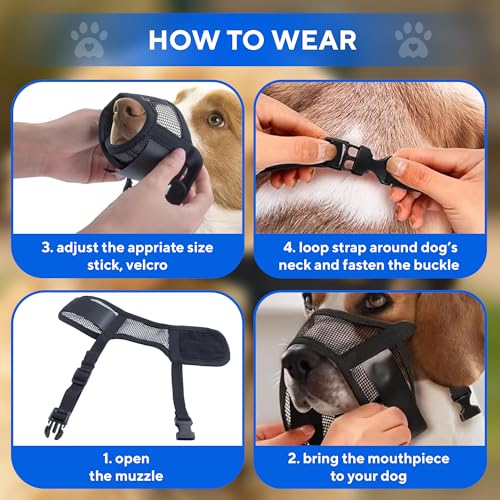 Evollax Dog Muzzle for Large Dogs – Breathable Air Mesh Muzzle for Large Sized Dog | Adjustable Mussels for Dogs Grooming | Muzzles to Prevent Biting Barking Chewing | Allows Panting and Drinking - Image 2