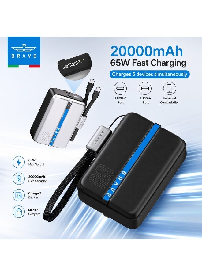 65W High-Speed Power Bank 20000mAh - Dual USB C & USB-A/Type C Ports, LED Display, Fast Portable Charger Compatible with MacBook Pro/Air, Dell, HP, Lenovo, ASUS ROG, Steam Deck, Battery Pack for iPhone Air, iPhone 17/17 Pro/17 Pro Max, 16, 15, 14, 13, 12, Samsung Galaxy S25/S24/S23 Ultra, iPad Pro, Pixel 8, AirPods, Laptops, Tablets and More