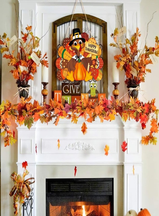 Sophena Thanksgiving Decoration Wooden Turkey Pumpkin Door Wreath for Front Door Sign Wall Signs, Thankful Blessed Grateful Pumpkin Sign Hanging for Fall Autumn Harvest Home Halloween Decoration - Image 5