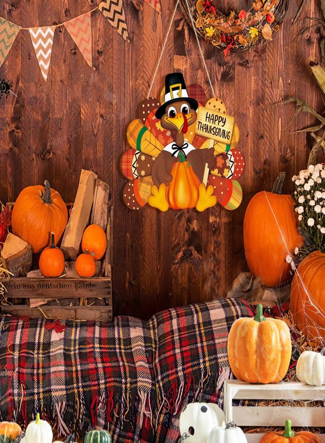 Sophena Thanksgiving Decoration Wooden Turkey Pumpkin Door Wreath for Front Door Sign Wall Signs, Thankful Blessed Grateful Pumpkin Sign Hanging for Fall Autumn Harvest Home Halloween Decoration - Image 4