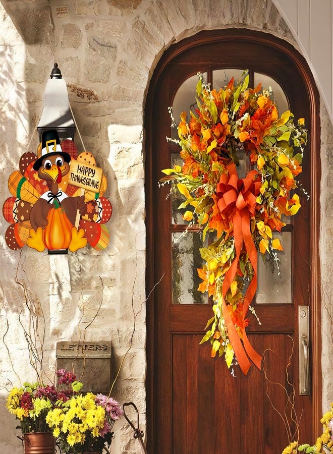 Sophena Thanksgiving Decoration Wooden Turkey Pumpkin Door Wreath for Front Door Sign Wall Signs, Thankful Blessed Grateful Pumpkin Sign Hanging for Fall Autumn Harvest Home Halloween Decoration - Image 3