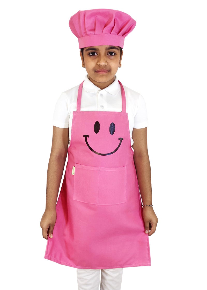 Switchon Polyester Waterproof Adjustable Kids Multi purpose Cooking Apron with a chef cap School Apron - for Kids unisexapron-Proudly made in india (Pink, 3 Yrs to 6 Yrs) - Image 1