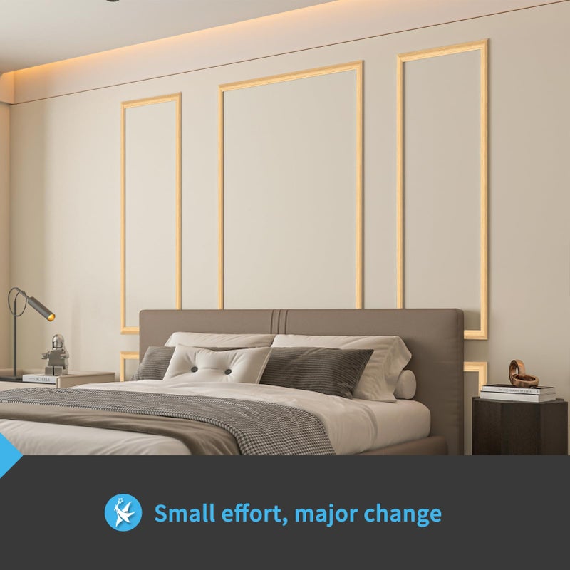 Art3d Pre-Cut Wall Molding Set of 6 pcs, Ready-to-Assemble Wainscoting Panels for Interior Wall DÃ©cor Living Room Bedroom Accent Wall - Installed with Glue, 3 Top 3 Bottom, Oak - Image 3