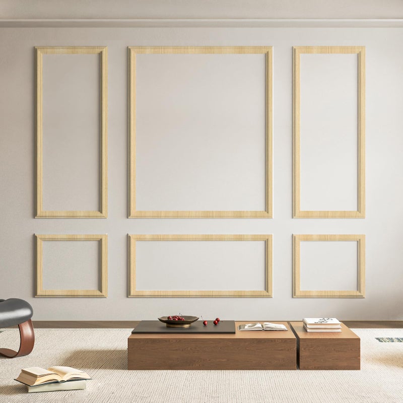 Art3d Pre-Cut Wall Molding Set of 6 pcs, Ready-to-Assemble Wainscoting Panels for Interior Wall DÃ©cor Living Room Bedroom Accent Wall - Installed with Glue, 3 Top 3 Bottom, Oak - Image 1