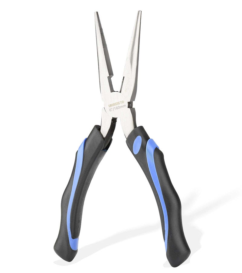 URASISTO 6Inch Long NeedleNose Side Cutting Pliers with Heavy Duty Nickel Chromium Steel Construction