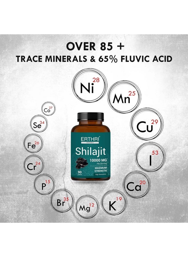 ERTHRI Shilajit Tablet - 10000mg, 90 tablets |100% Natural|| 100% Ayurvedic Tablet for Strength, Stamina and Power | Premium Ayurvedic Supplement | - Image 2