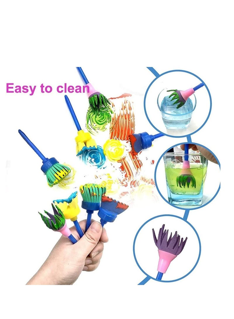 SOLARAE إسفنجات الطلاء للأطفال، إسفنجات الطلاء للأطفال، مجموعات فرش الطلاء الإسفنجية للأطفال، أدوات الرسم والفن للأطفال الصغار، مجموعات الرسم التعليمية للأطفال 30 قطعة - Image 4