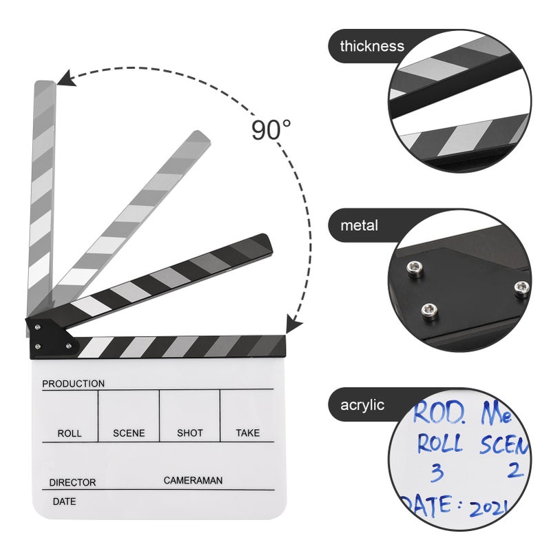 Acrylic Clapperboard Film Clapboard Movie Director's Slate Cut Action Scene Clapper Board Film Slate Dry Erase - Image 3