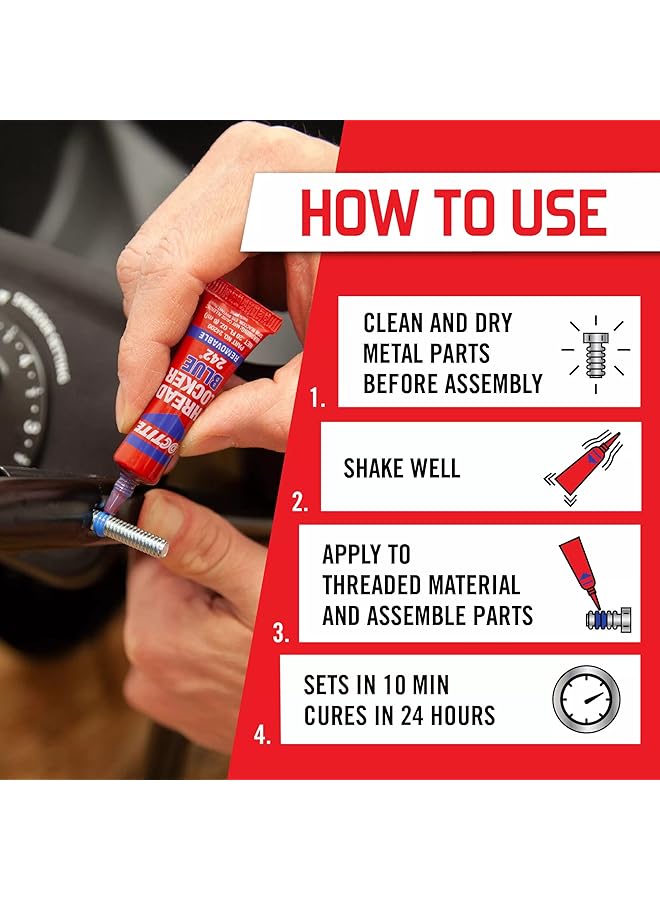 Loctite Henkel 209728 Heavy Duty Threadlocker, 0.2 Oz, Blue 242, Single Thread Locking Adhesive, 0.2 Fl. Oz (Pack Of 1), 2  - Image 2