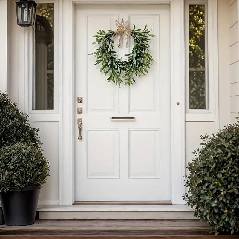 Rotroyce 22" Heart Shaped Artificial Olive Leaf & Fruit Wreath - Realistic Green Olive Branches with Spring Floral Accents, Farmhouse Wall Door Wedding Arch Window Hanging for Indoor Outdoor Garden Decor (1) - Image 4