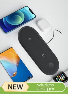 Generic Fast Wireless Charger, 3 in 1 Wireless Charging Pad, Compatible with 5W/7.5W/10W/15W wireless charging power, Both Apple and Android can be charged Black  - Image 1