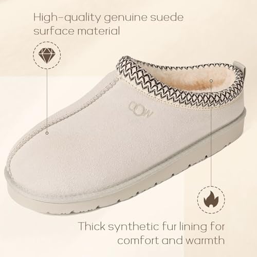 OOW Genuine Suede Slippers for Women with Memory Foam Fuzzy House Shoes for Indoor Outdoor - Image 5