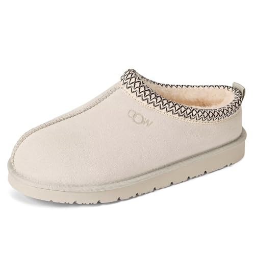 OOW Genuine Suede Slippers for Women with Memory Foam Fuzzy House Shoes for Indoor Outdoor - Image 1