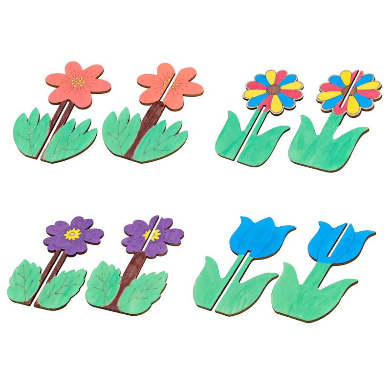 BENIMUS DIY 3D Flower Spring Wood Crafts to Paint, Spring Unfinished Wooden Slices for Craft, Flowers Ornaments for Painting Decorations (32 PCS) - Image 3