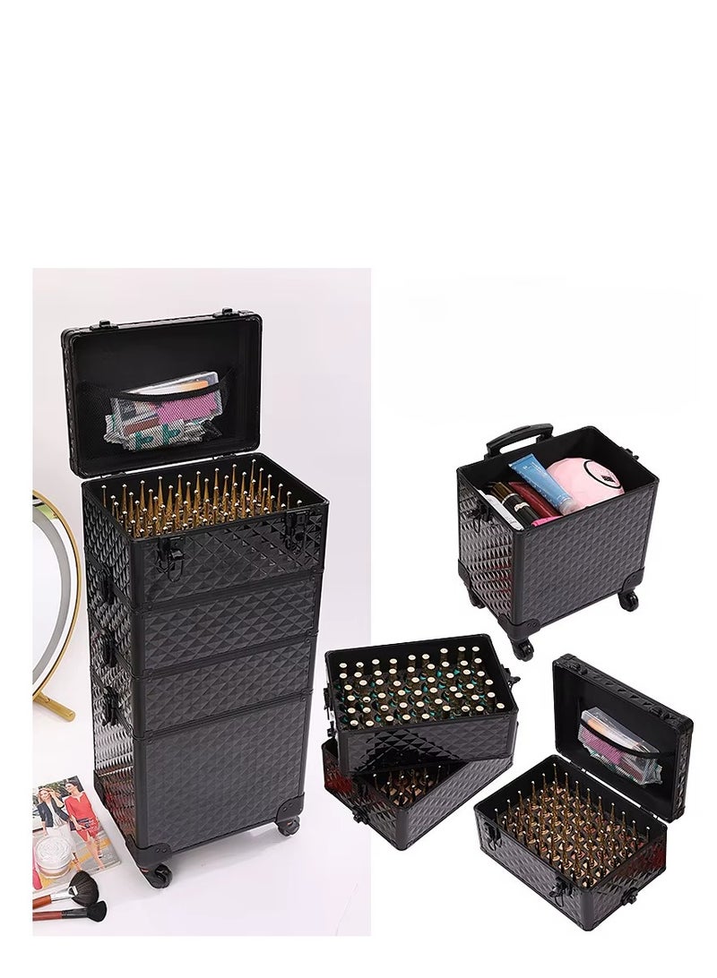 هونج كونج حقيبة مكياج احترافية بعجلات  شنطة مكياج ترولي بسعة كبيرة متعددة الطبقات - Image 5