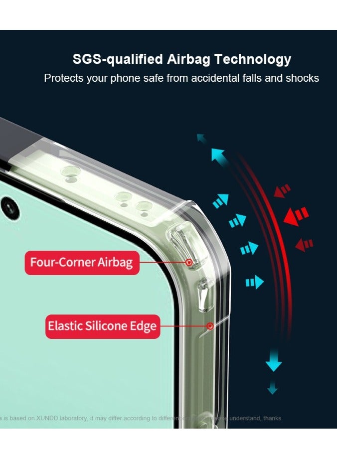 XUNDD Clear Case for Oppo Reno 14 F 5G | Premium Rugged | Durable Shock-absorbing Frame | Black Border | Thermoplastic Polyurethane | Airbag Anti-drop Protection - Clear - Image 4