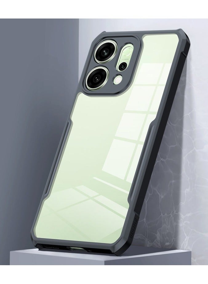 XUNDD Clear Case for Oppo Reno 14 F 5G | Premium Rugged | Durable Shock-absorbing Frame | Black Border | Thermoplastic Polyurethane | Airbag Anti-drop Protection - Clear - Image 2